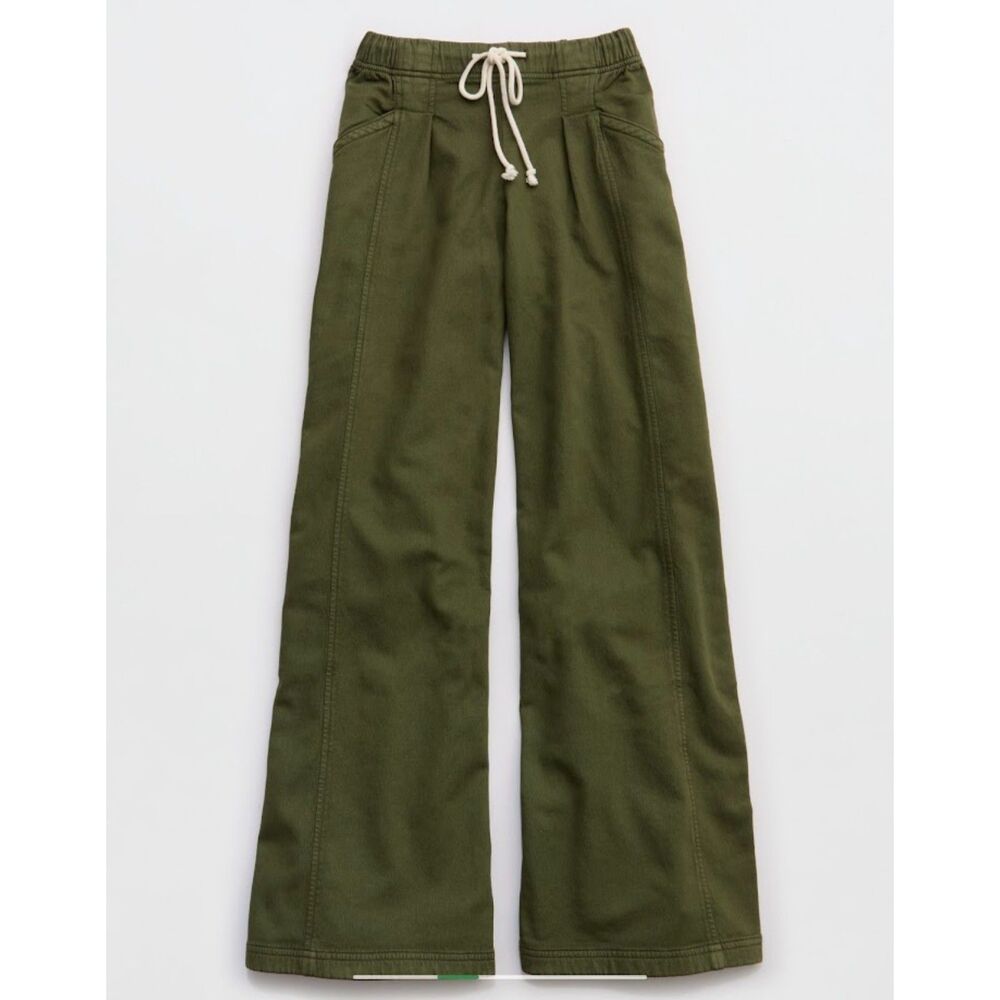NEW AERIE American Eagle Daydream XL Short Denim Stretch Trouser pants Olive